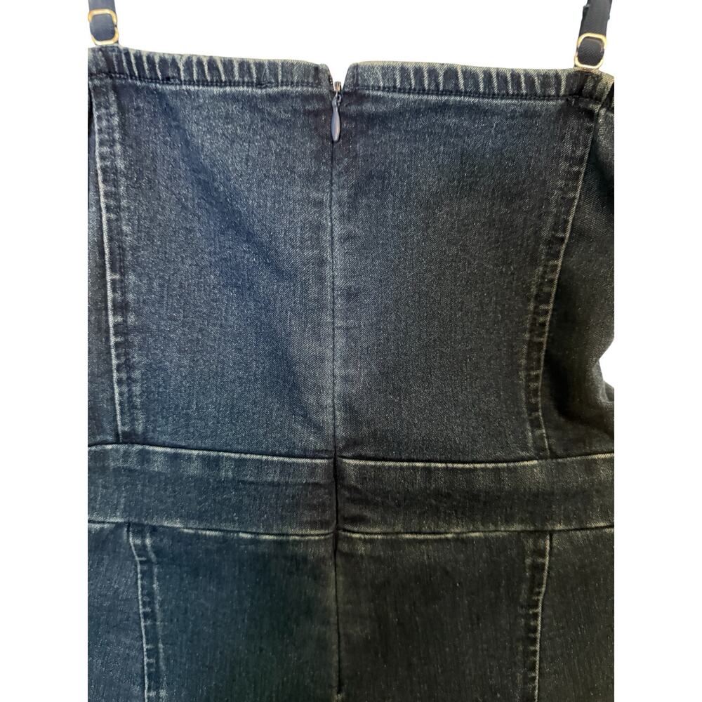 Haute Monde Demin Blue Jean Stretchy Jumpsuit w/Rhinestone Bustline. L - Picture 6 of 10